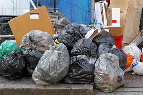 Workers sorting recyclable building materials